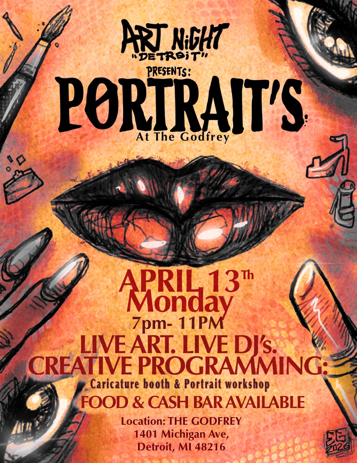 Art Night Detroit presents Portraits at The Godfrey — April 13, 7pm–11pm